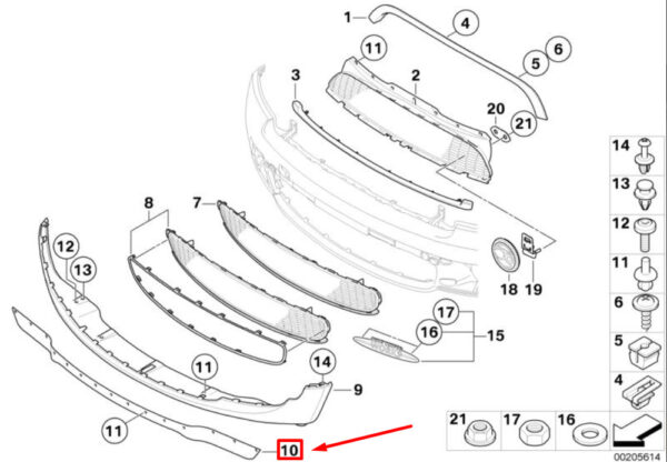51112755337 - NEW OEM MINI COOPER R56 FRONT LOWER PRESSURE LIP SEAL 51112755337 GENUINE