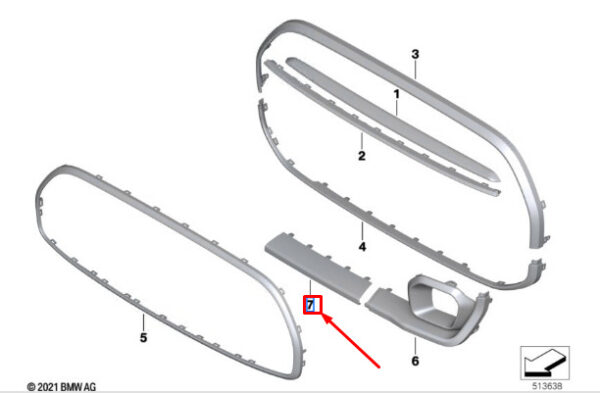 51115A375A3 - MINI COOPER F55 FRONT BUMPER CENTRE MOULDING TRIM 51115A375A3 NEW GENUINE