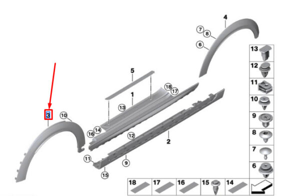 51115A3C7F2 - Mini Cooper F56 Front Right Wheel Arch Cover 51115A3C7F2, Genuine Part