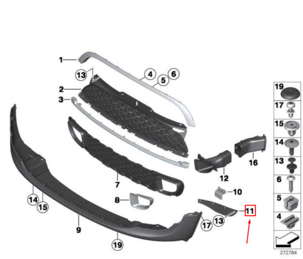 51117255110 - NEW MINI R56 FRONT BUMPER RIGHT AIR DEFLECTION LIP 51117255110 OEM