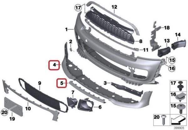 51117283330 - NEW MINI R55 R56 R57 LCI JCW AERO FRONT BUMPER SPOILER WITH MID TRIM SET