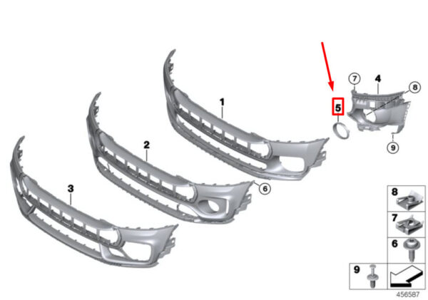 51117376384 - NEW OEM MINI CLUBMAN F54 FRONT RIGHT FOG LIGHT TRIM RING 51117376384 GENUINE