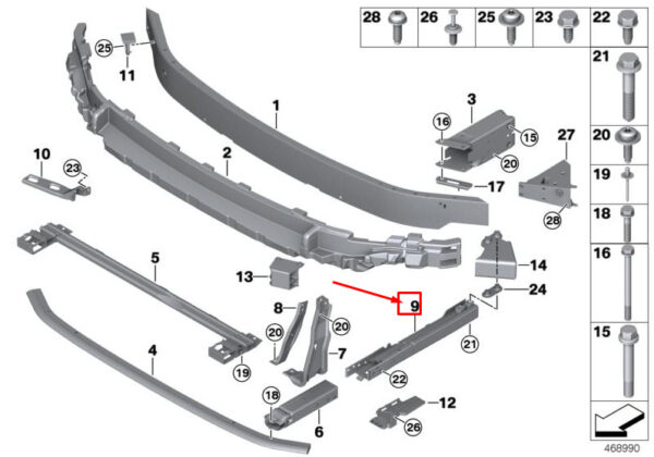51117389583 - MINI COOPER F55 FRONT LH OF ITS BUMPER IMPACT STRIP MOUNT 51117389583