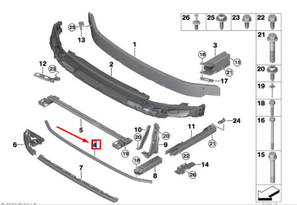 51117499521 - MINI COOPER F56 FRONT LOWER BUMPER REINFORCEMENT 51117499521 NEW GENUINE