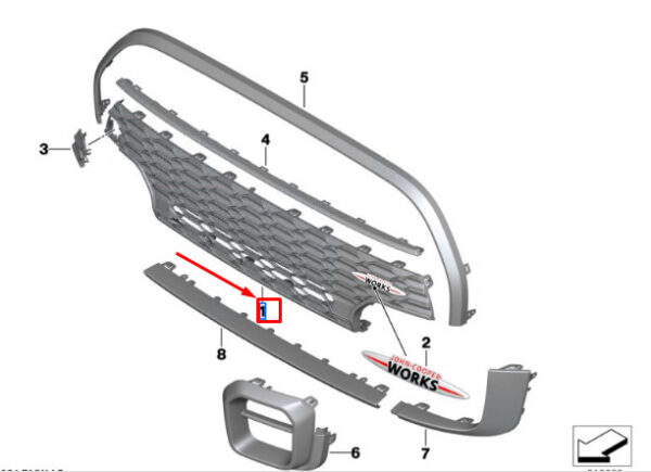 51119450618 - Mini Cooper F56 Front Centre Bumper Grille 51119450618 NEW Genuine