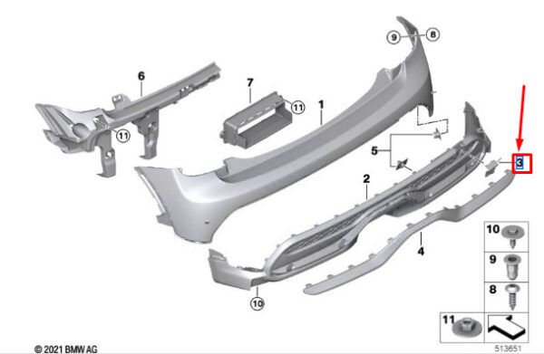 51119450694 - MINI COOPER F55 REAR BUMPER TOWING EYE COVER 51119450694 NEW GENUINE