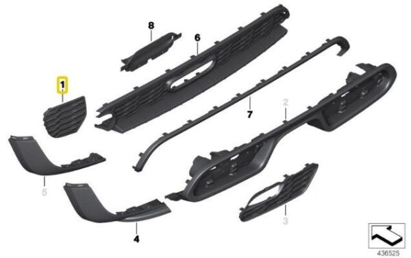 51127351656 - New Genuine Mini F55 F56 F57 Cabrio Grill Bumper Rear Right 7351656 OEM