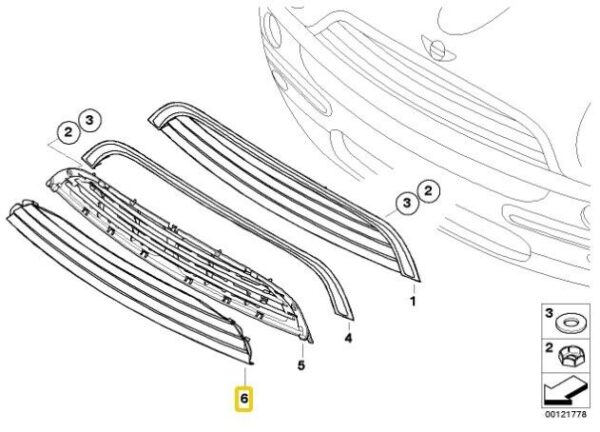 51137122473 - New Genuine Mini R50 R52 R53 Grille Front - Chrome 7122473 OEM