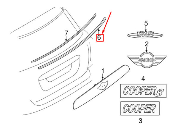 51137320540 - NEW MINI COOPER F56 REAR TRUNK LID REVEAL MOLDING 51137320540 7320540