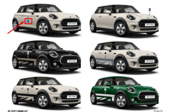 51145A180A4 - MINI COOPER F55 Side Stripes Frozen Brass 51145A180A4 NEW GENUINE