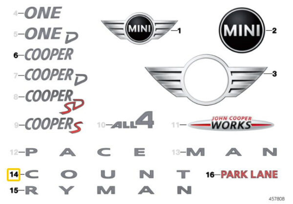 51149811767 - MINI New Genuine Countryman R60 Badge Emblem Sticker Sign Count 9811767 OEM