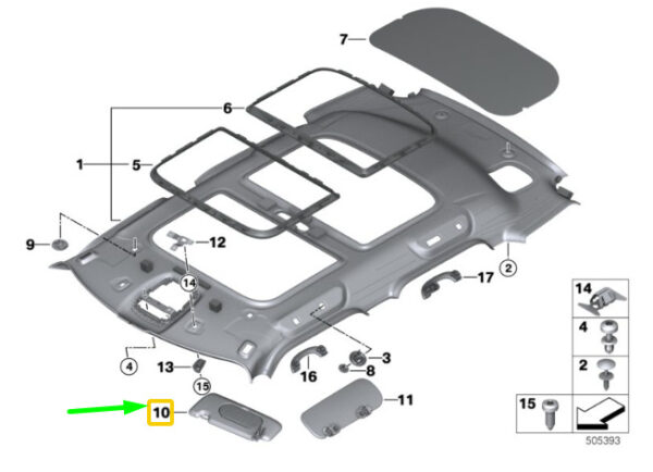 51167389275 - Mini Countryman F60 Sun Bezel Left Illuminated 7389275 51167389275part
