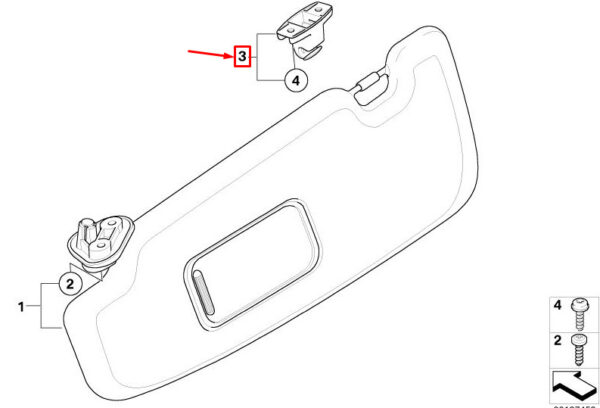 51169151524 - NEW MINI CONVERTIBLE R52 SUN PROTECTION HOLDER 511691524 9151524 ORIGINAL