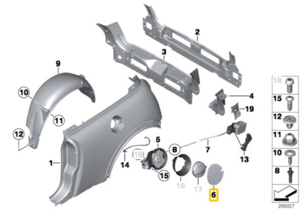 51177061286 - New Genuine MINI R50 2000-2007 Fuel Tank Metal Lid Primed 7061286