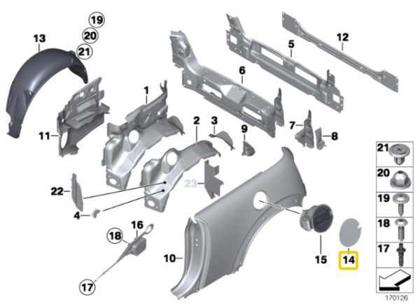 51177132944 - New Genuine MINI R52 Convertible Fill In Fuel Filler Door Flap Primed 7132944