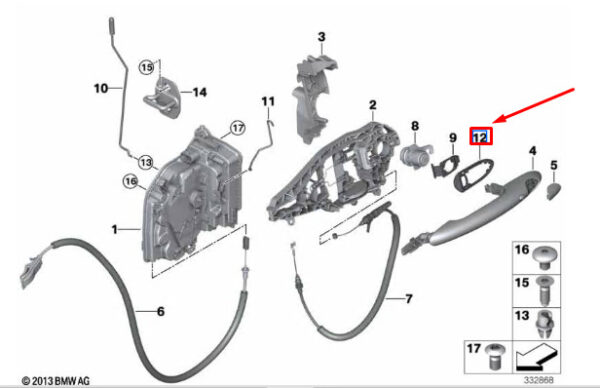 51217405768 - MINI COOPER F55 Door Handle Protector Cap Bracket 51217405768 NEW GENUINE