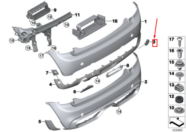 51317380037 - MINI COOPER F55 REAR LEFT TOWING EYE COVER 51317380037 NEW GENUINE