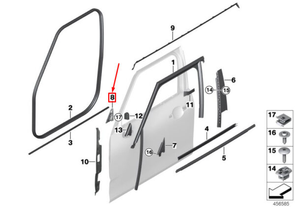 51337348832 - NEW MINI CLUBMAN F54 FRONT RIGHT DOOR CORNER STRIP 51337348832 ORIGINAL
