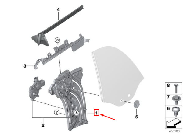 51337445282 - MINI CONVERTIBLE F57 FRONT RIGHT WINDOW REGULATOR 51337445282 NEW GENUINE