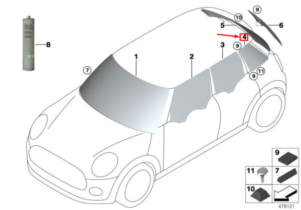 51377322450 - MINI COOPER F55 REAR RIGHT DOOR SIDE PANEL GLASS 51377322450 NEW GENUINE