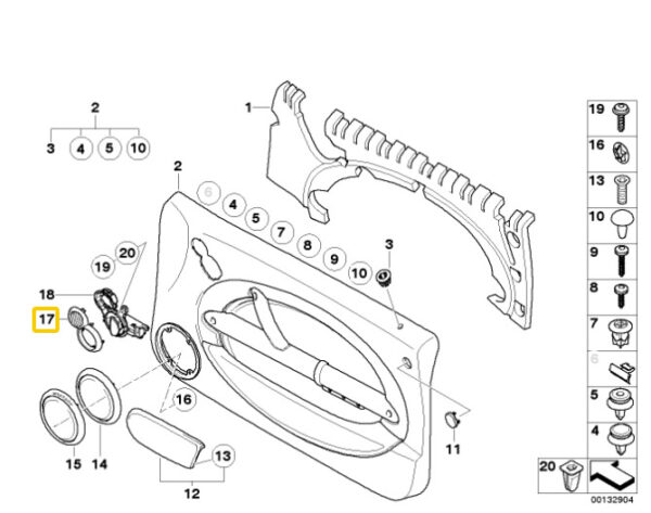 51417119247 - New Genuine MINI R50 R52 R53 Left Cover For Door Opener Speaker Grille 7119247