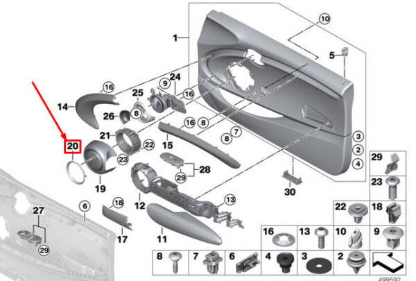51417312173 - MINI Convertible F57 Speaker Decorative Chrome Ring 51417312173 NEW REAL