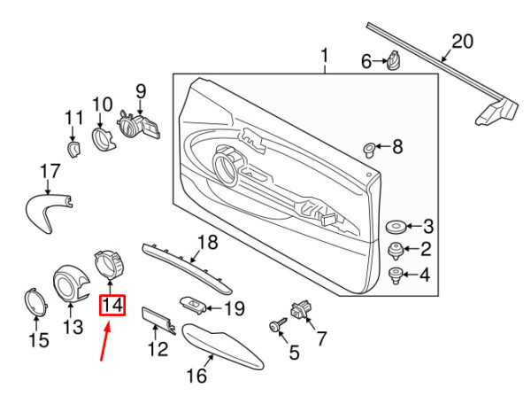 51417354749 - Mini Cooper F56 Left Speaker Grille Spacer Ring 51417354749 NEW GENUINE