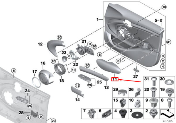 51417379947 - MINI COOPER F55 FRONT LEFT DOOR ARMREST 51417379947 7379947 NEW GENUINE