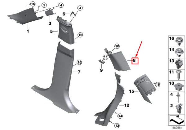 51437420583 - MINI COUNTRYMAN F60 LEFT PILLAR C COVER 7420583 51437420583 NEW GENUINE