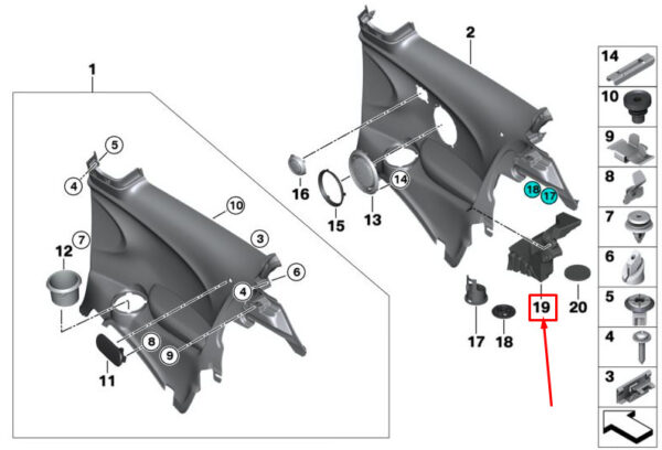 51437436519 - MINI COOPER F56 LEFT DOOR CRASH PAD 51437436519 7436519 NEW GENUINE