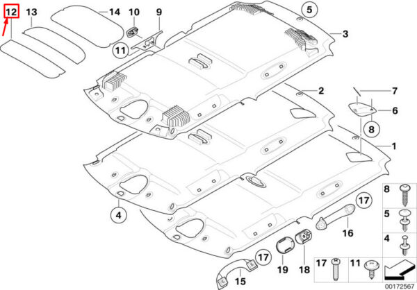 51442756577 - NEW MINI CLUBMAN R55 FRONT ROOF SOUND INSULATING 51442756577 2756577