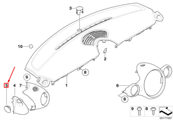 51452752907 - NEW MINI CLUBMAN R55 LEFT SWITCH NECK COVER 51452752907 2752907
