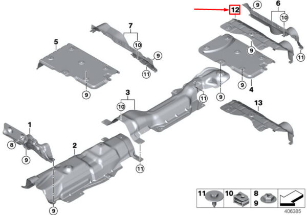 51487375659 - MINI COOPER F55 REAR BUMPER THERMAL INSULATION 51487375659 7375659 NEW GENUINE