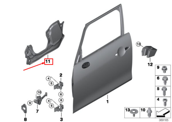 51487386608 - MINI COOPER F55 FRONT RIGHT DOOR SOUND INSULATION 51487386608 NEW GENUINE