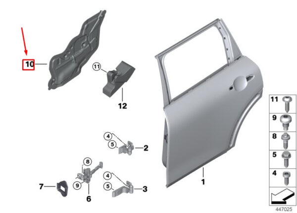 51487442379 - NEW MINI CLUBMAN F54 REAR LEFT DOOR SOUND INSULATING 7442379 51487442379