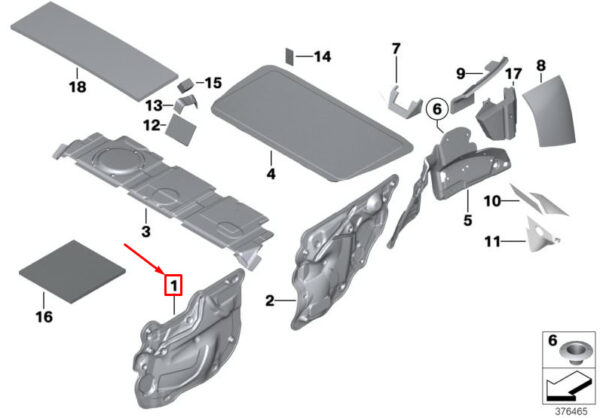 51489806197 - NEW MINI COUNTRYMAN R60 FRONT LEFT DOOR SOUND INSULATION 51489806197 ORIGINAL