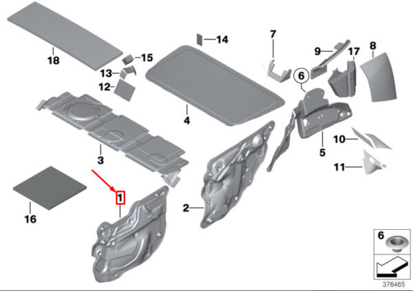 51489810949 - NEW MINI COUNTRYMAN R60 FRONT LEFT DOOR SOUND INSULATING 51489810949 ORIGINAL