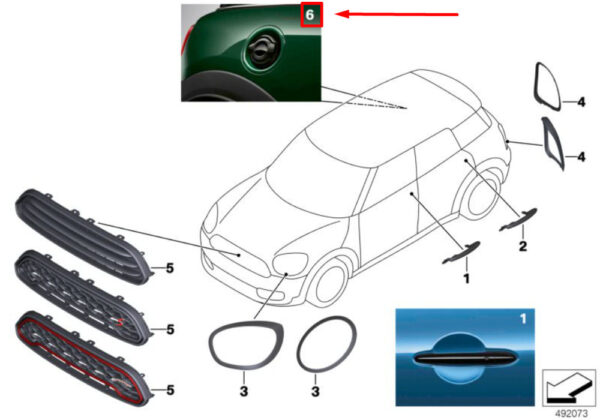 51712457412 - MINI COOPER S F56 Fuel Flap Piano Black 51712457412 NEW REAL
