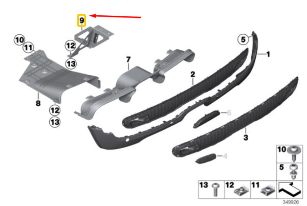 51747370214 - MINI COOPER R56 JCW Air Duct Bracket Rear Right 51747370214 NEW