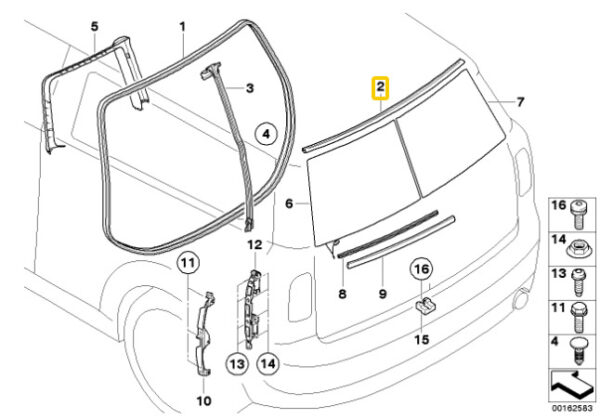 51767167238 - MINI New Genuine Clubman R55 R55 LCI Rear Top Trunk Rubber Seal 7167238 OEM