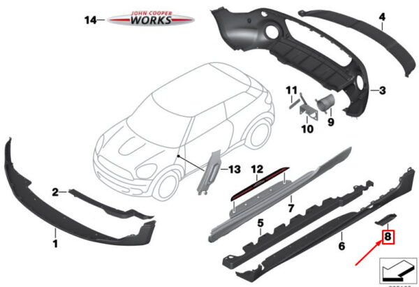 51779810664 - NEW MINI PACEMAN R61 RIGHT DOOR INTAKE SILL 51779810664 9810664 GENUINE