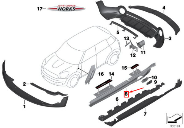 51779813352 - MINI COUNTRYMAN R60 RIGHT DOOR ENTRY SILL TRIM PRIMED 51779813352 GENUINE