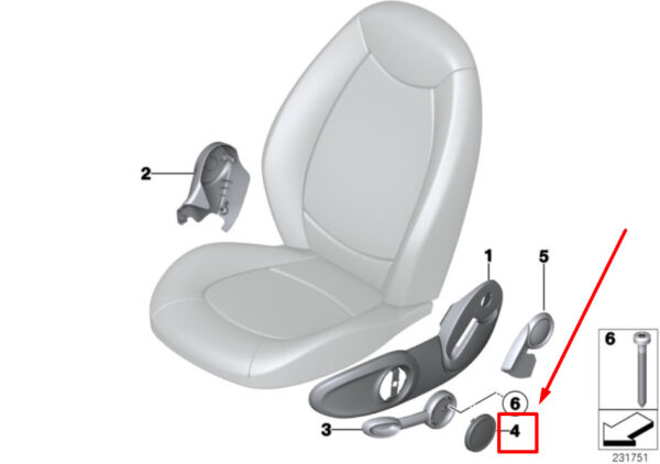 52109803737 - NEW MINI R60 FRONT SEAT HANDLE EXTERIOR COVER 52109803737 98037 GENUINE