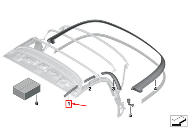 54342759398 - NEW MINI ROADSTER R59 CONVERTIBLE FRONT RIGHT TOP SEAL 54342759398 ORIGINAL