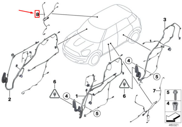 61126809537 - NEW MINI CLUBMAN F54 REAR DOOR HARNESS ADAPTER 61126809537 ORIGINAL