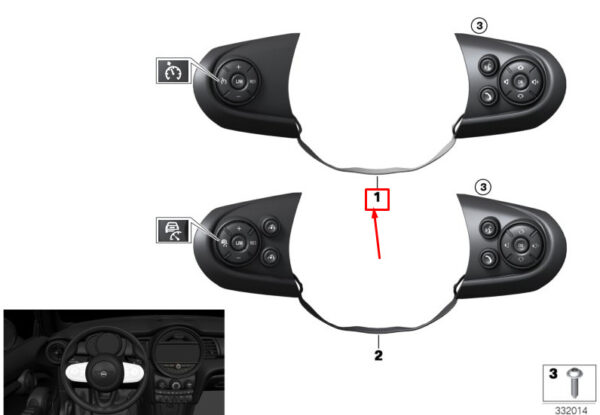 61319361953 - Mini Cooper F55 Steering Wheel MF Switch 9361953 61319361953 NEW GENUINE