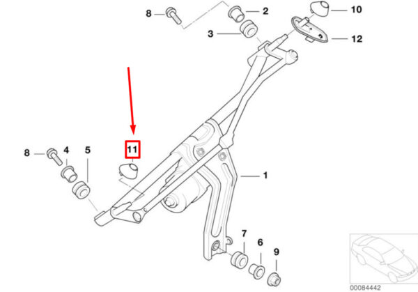 61610690394 - OEM MINI COOPER R50, R53 RIGHT WIPER AXLE COVER LHD 61610690394 0690394 GENUINE