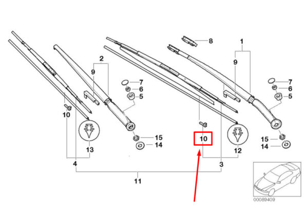61618263676 - NEW BMW 3 E46 WIPER BLADE GUIDE 61618263676 8263676 GENUINE