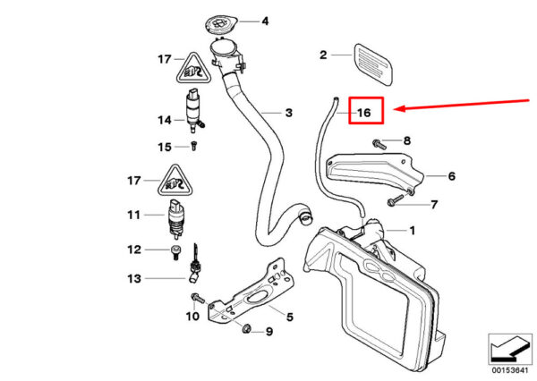 61667067183 - NEW BMW 5 E60 WASHER FLUID RESERVOIR VENT PIPE 7067183 61667067183