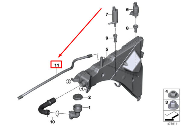 61667377165 - New BMW X5 F15 Headlight Cleaning System Hose Line 7377165 61667377165